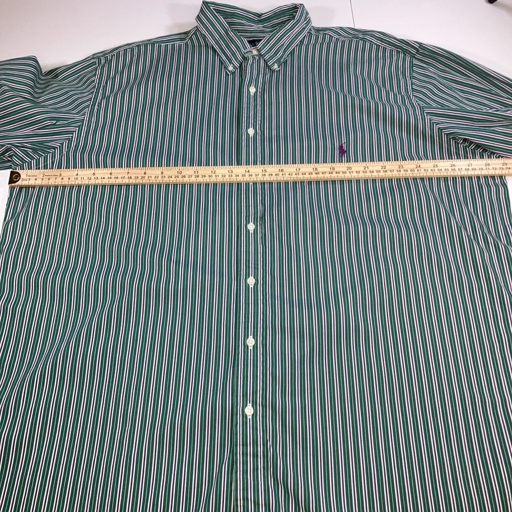 Polo Ralph Lauren Shirt Mens‎ 2XLT Green Purple Striped Button Down Classic Fit